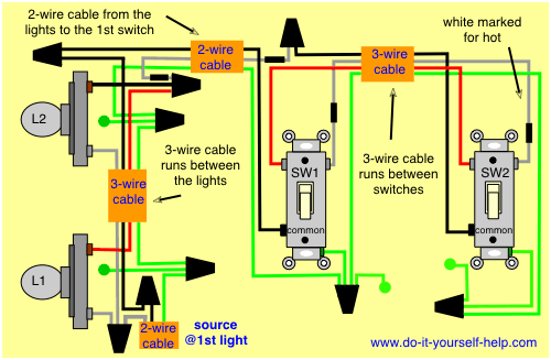 3 Way And 4 Way Wiring Diagrams With Multiple Lights