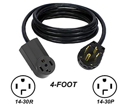 4 Foot Long Dryer Extension Cord, Female 14