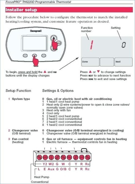 Honeywell Thermostat Function Codes
