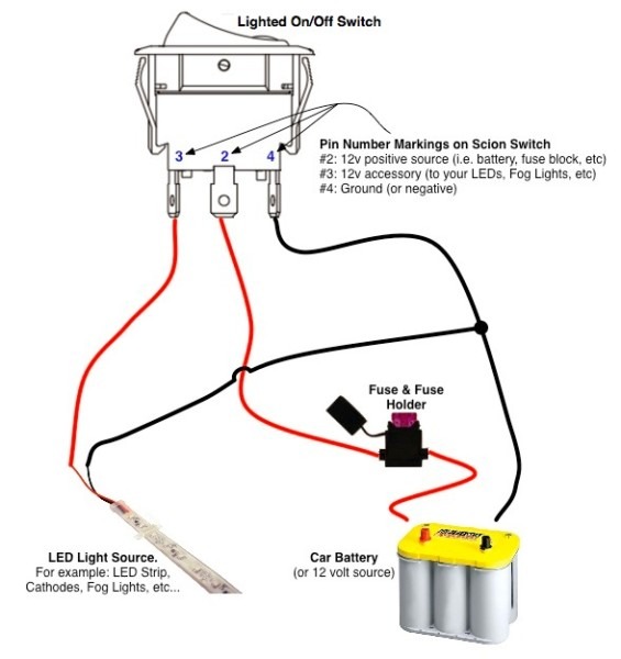 On Off Switch & Led Rocker Switch Wiring Diagrams