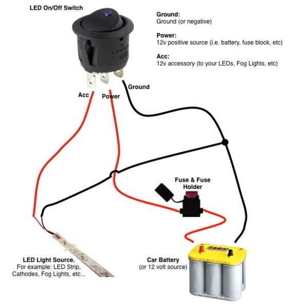 On Off Switch & Led Rocker Switch Wiring Diagrams