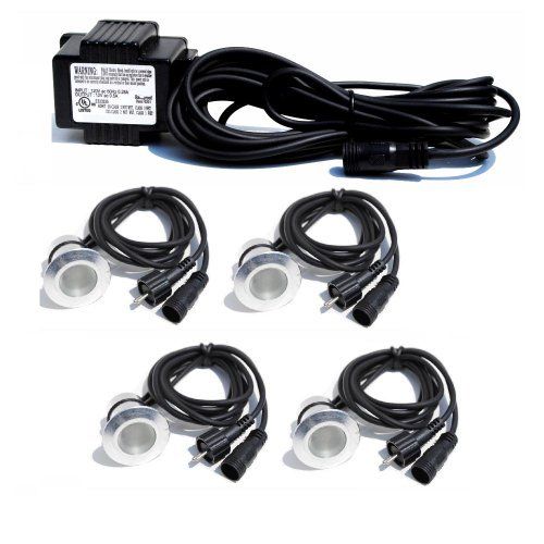4 Compact   Small White Led Lights With Transformer  Deck Yard