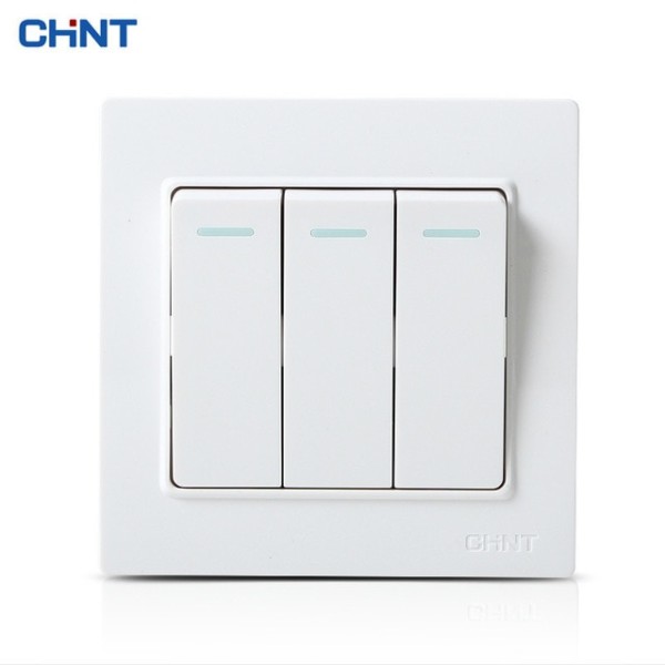 Chint New7l Steel Frame Wall Switch Socket Electrical Switch Three