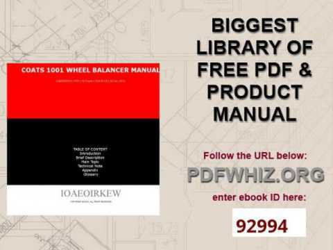 Coats 1001 Wheel Balancer Manual Coats 1001 Wheel Balancer Manual
