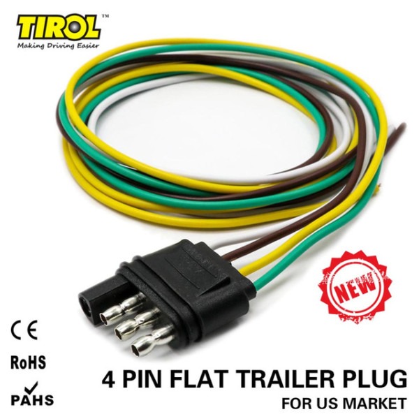 Tirol 4 Way Flat Trailer Wire Harness Extension Connector Plug