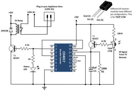 A Very Simple Ir Remote Control Switch For An Electrical Appliance A Very Simple Ir Remote Control Switch For An Electrical Appliance