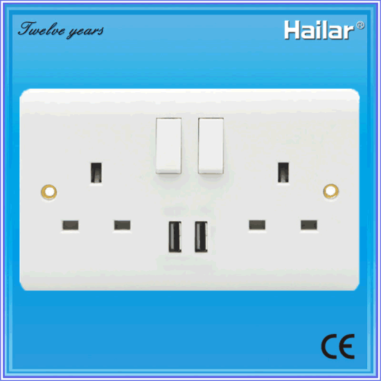 China 13a British Standard Switched Socket With Usb Two Gang Two China 13a British Standard Switched Socket With Usb Two Gang Two