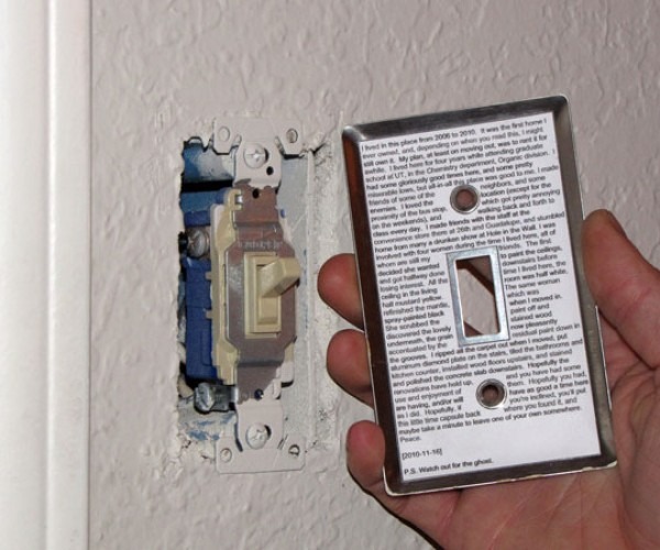 Geek Hides Printed Time Capsule On Back Of Light Switch Plate