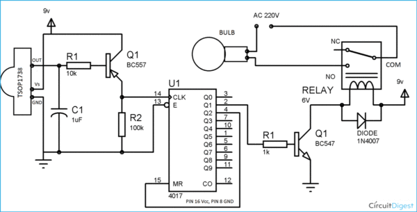 Remote Control Light Fan Switch Circuit Diagram