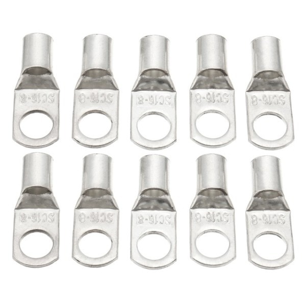 10pcs Cable Lugs Terminals Set Copper Electrical Block Wire Silver