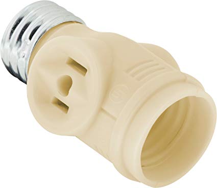 Ge L Adapter, Add Bulb, 2 Prong Polarized Outlets, Medium Base