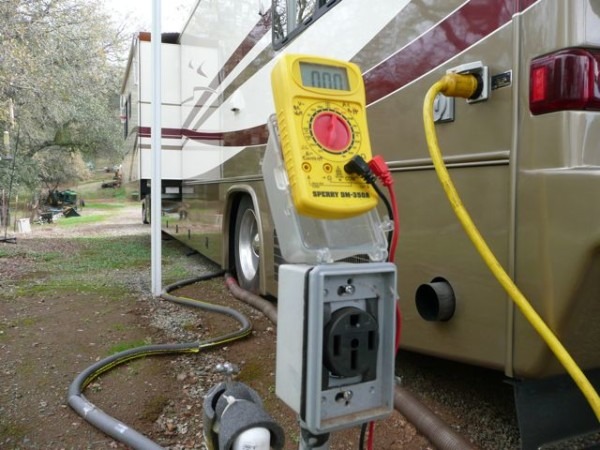 connecting travel trailer to house power