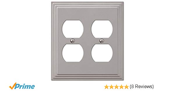 Double Duplex Outlet Cover Wall Plate Satin Nickel Finish Double Duplex Outlet Cover Wall Plate Satin Nickel Finish