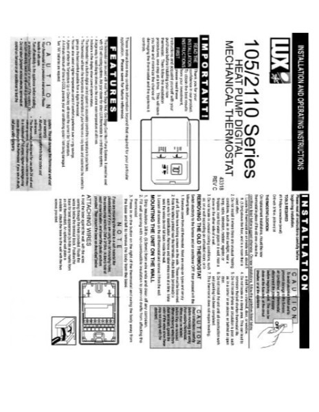 Luxpro Psdh105 Thermostat Instruction Manual Luxpro Psdh105 Thermostat Instruction Manual