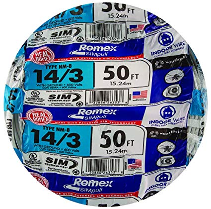 Southwire 63946822 50' 14 3 With Ground Romex Brand Simpull
