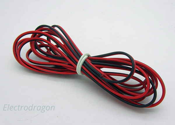 Black&red Pair Power Wire Cable 22awg, 10m