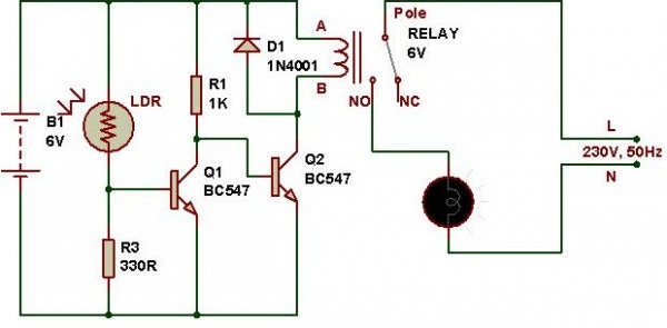 Light Activated Switch Circuit Working With Applications