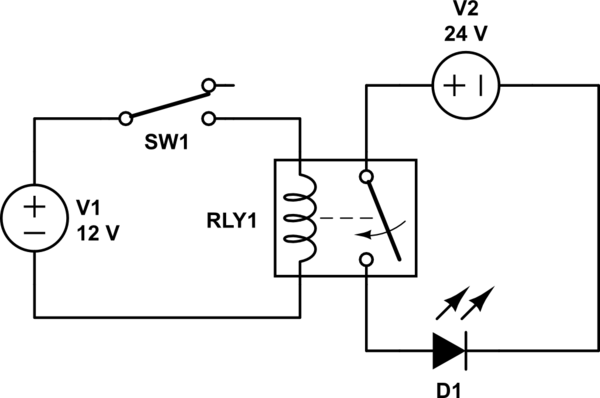 Relay With 12v Switch And 24v Load