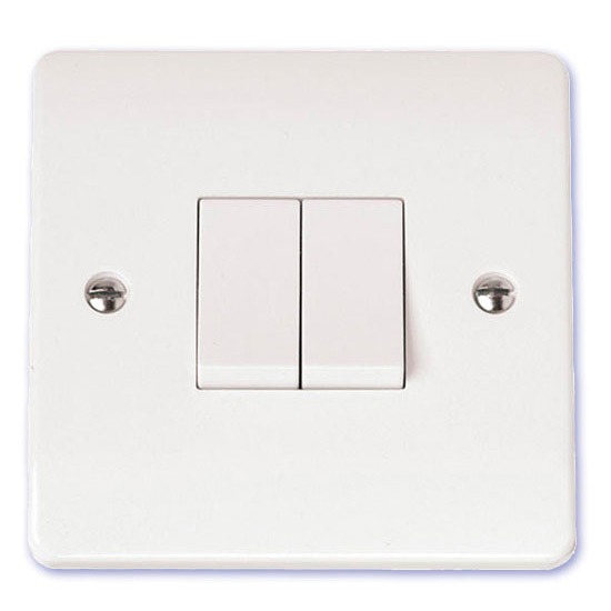 Scolmore Mode 10a 2 Gang Double 2 Way Light Switch White