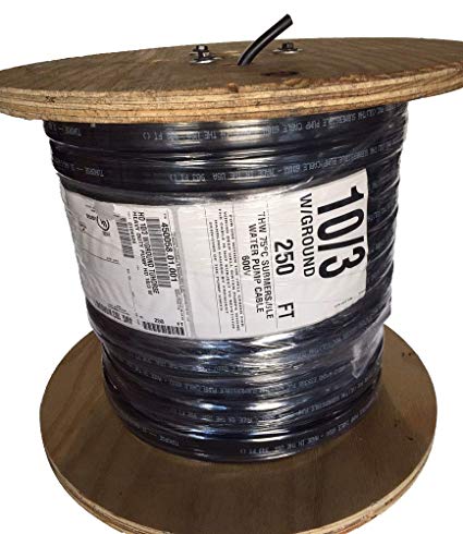 250 Feet 10 3 W Ground, Flat Hd Copper Submersible Pump Cable