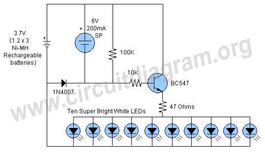 Automatic Solar Garden Light Circuit Schematic