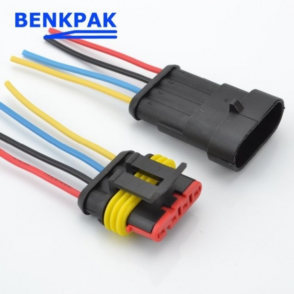 Benkpak Auto 4 Pin Wire Connector 4 Way 4p Auto Connector Male