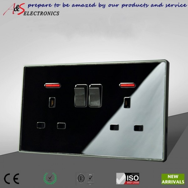 Dual Gang Uk Type Double Switched Neon Electrical Power Socket All