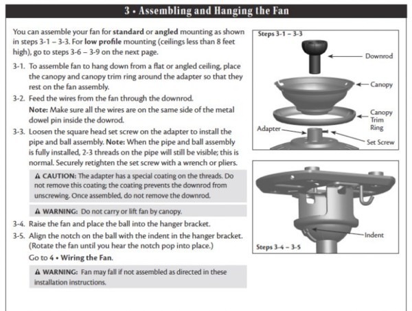 Hampton Bay Ceiling Fans Installation Instructions