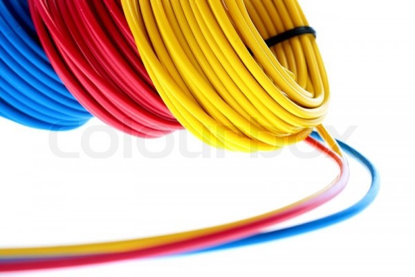 Electric Wires Of Red, Yellow And Dark Electric Wires Of Red, Yellow And Dark
