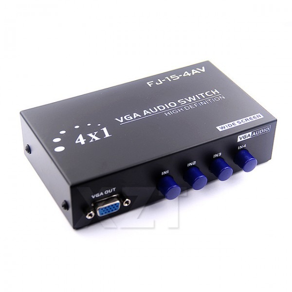 High Quality 4 Port Audio + Vga Sharing Switch Box Switcher Wide