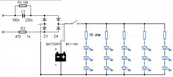 Led Emergency Light Circuit Diagram Without Transformer